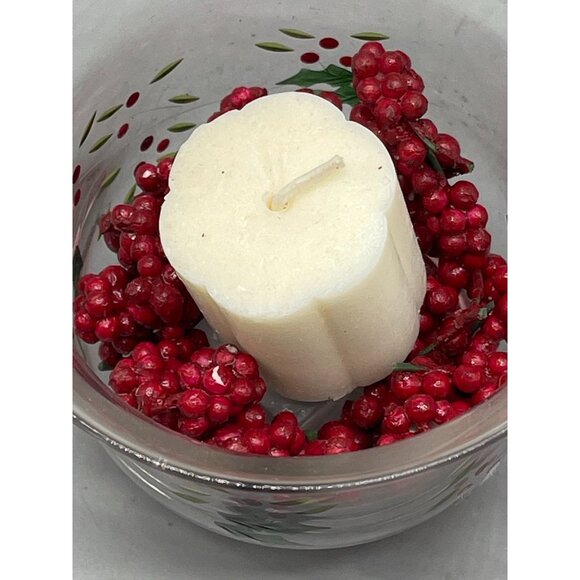 Handmade Christmas candle decoration glass holder painted with holly red READ - Picture 3 of 7